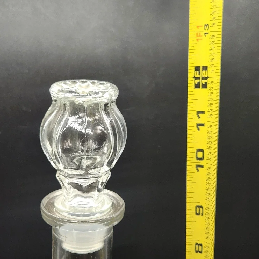 Vintage Clear Pressed Glass Decanter Diamond Point Pattern with Stopper